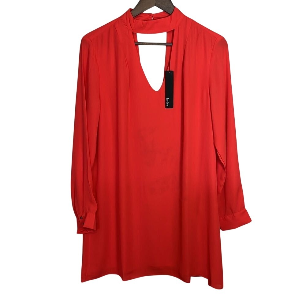 NEW Revolve Krisa Cutout High Neck Mini‎ Dress Lipstick Sz Medium NWT